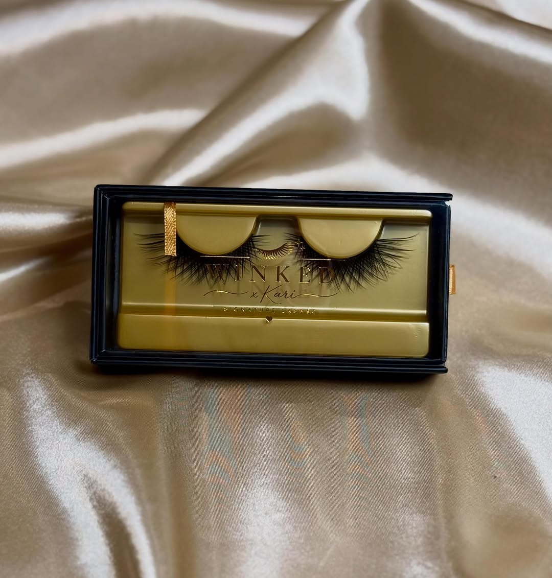 Vixen lashes in a black and gold Winked x Kari box